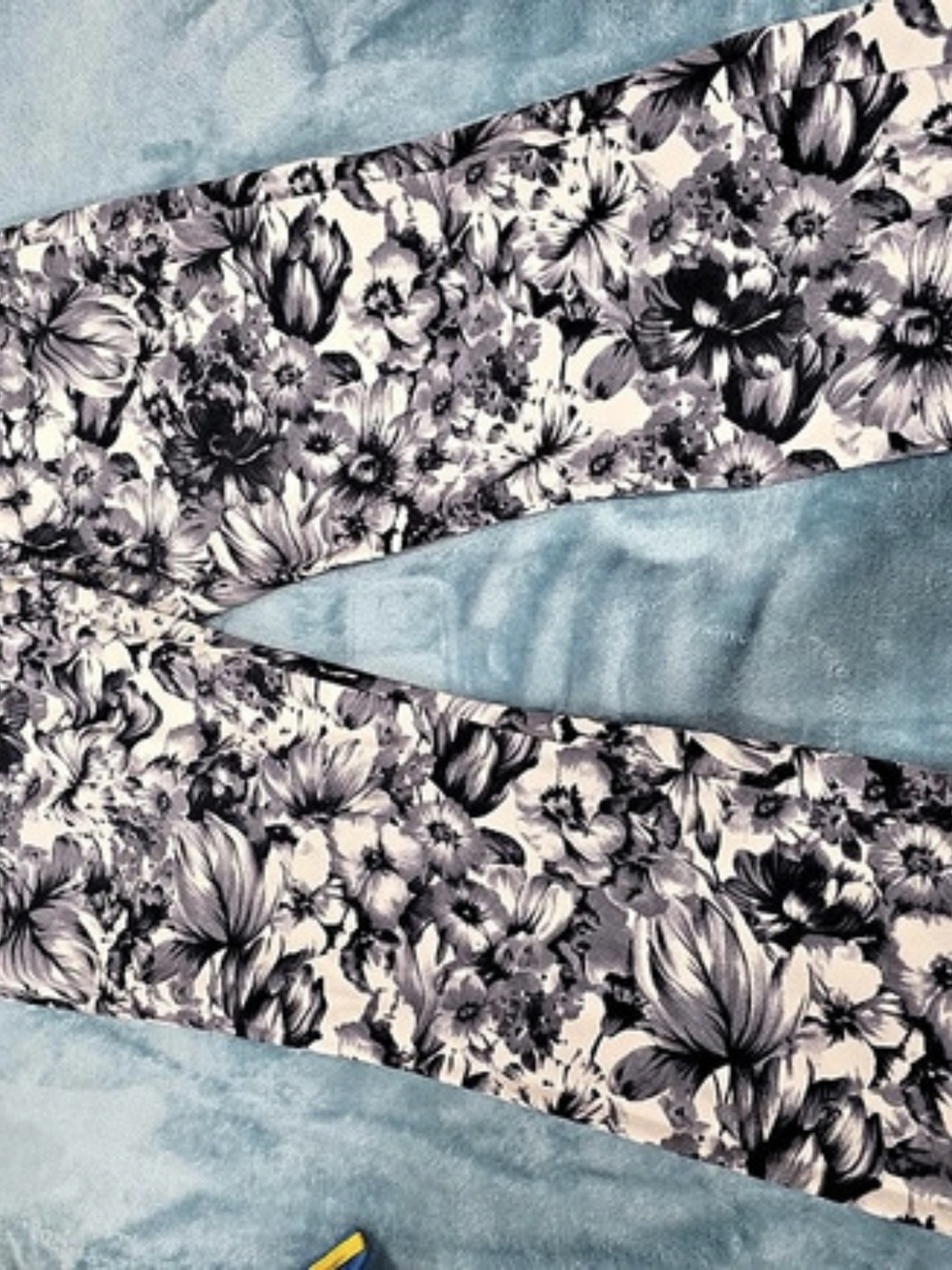 Express Columnist Floral Print Pants Black & White
